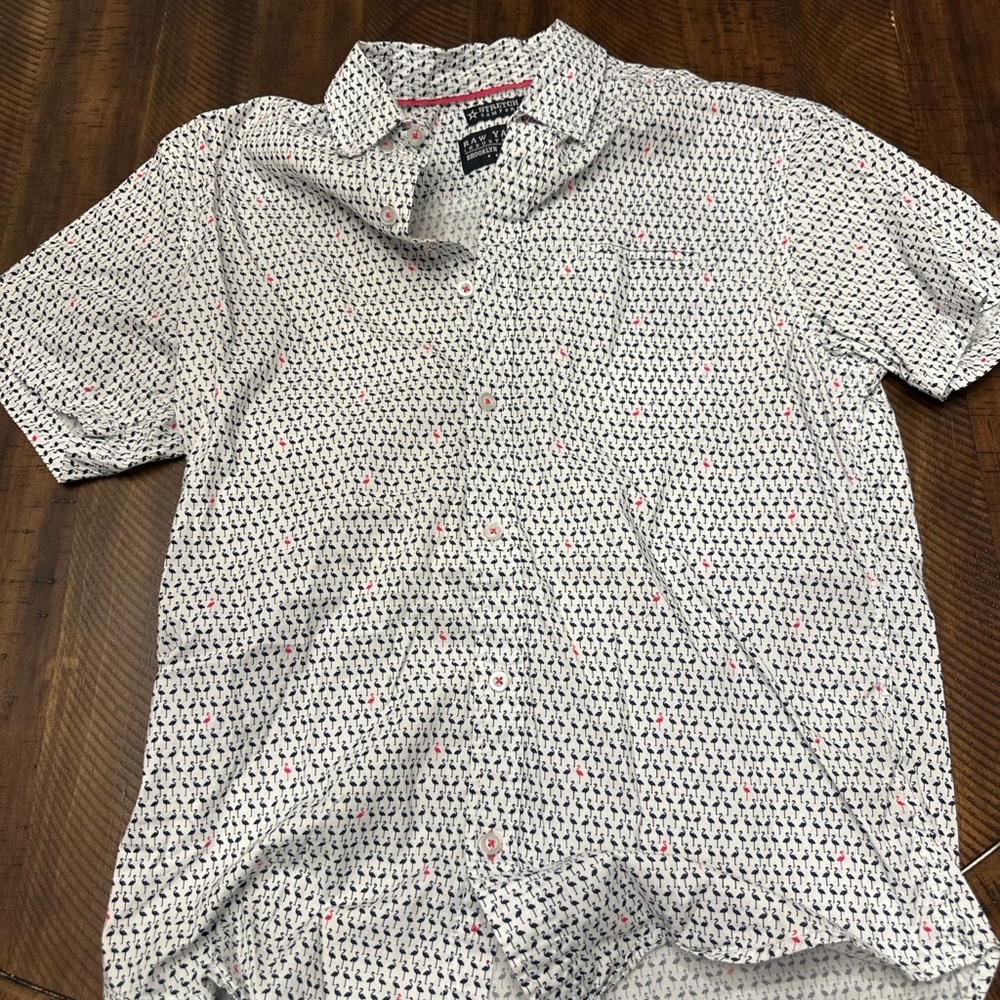 Men's Blue Patterned Button Down Shirt - Picture 3 of 3